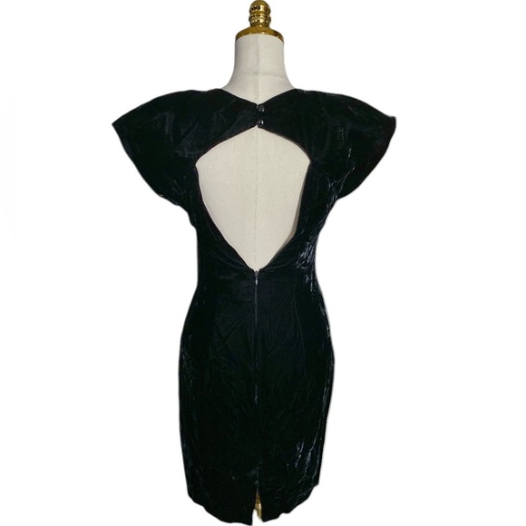 Vintage 80s Jessica Howard Prom/Party/Evening/ Formal Black Velvet Dress S Goth - Picture 7 of 9